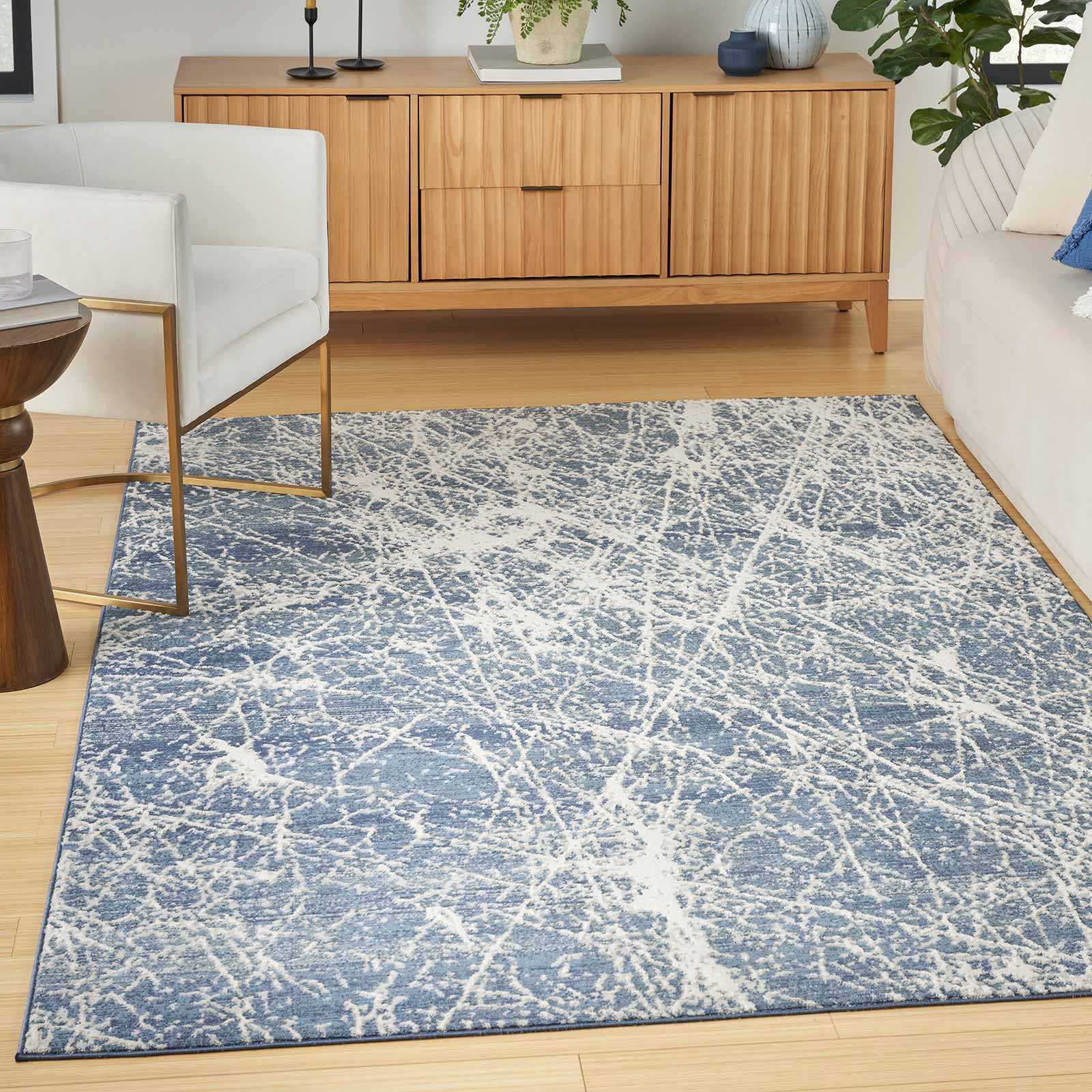 Nourison vloerkleed Exhale EXL02 NAVIV NAVY IVORY 5x7 099446954916 interior 1