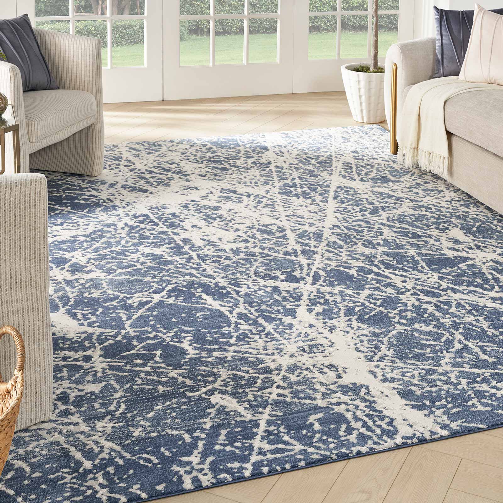 Nourison vloerkleed Exhale EXL02 NAVIV NAVY IVORY 8x10 099446955258 interior 1
