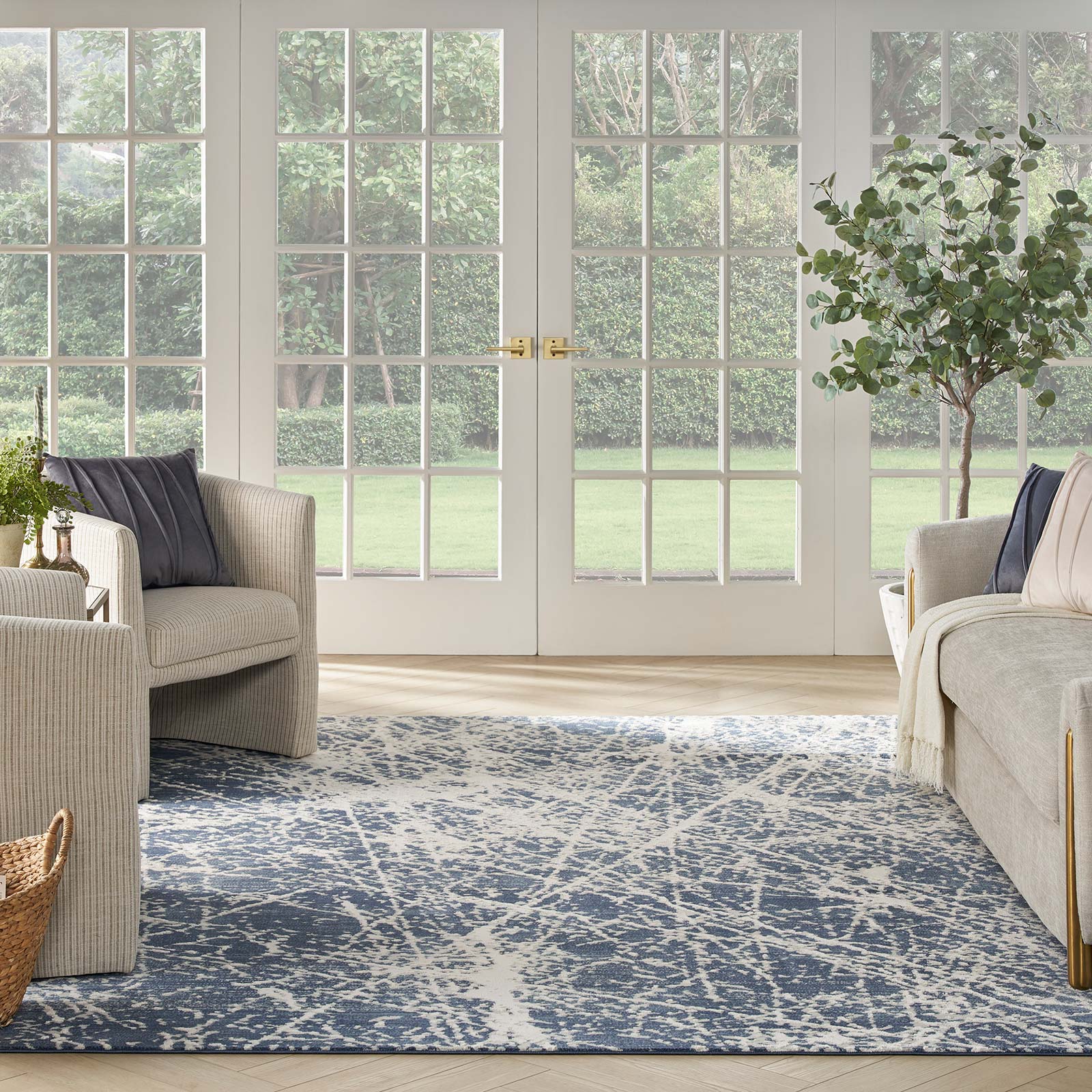 Nourison vloerkleed Exhale EXL02 NAVIV NAVY IVORY 8x10 099446955258 interior 3
