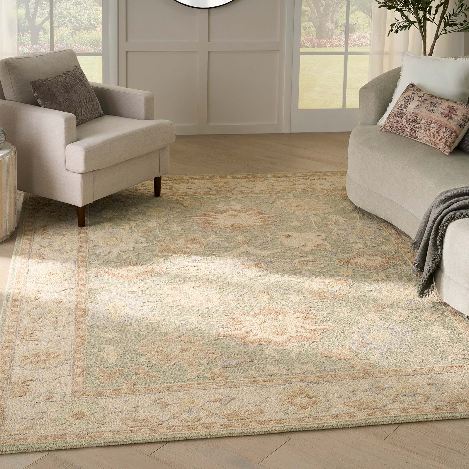 Nourison vloerkleed Maison MSO05 SAGIV SAGE IVORY 8x10 0841491129326 interior 1